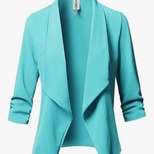 Turquoise Open Front Blazer